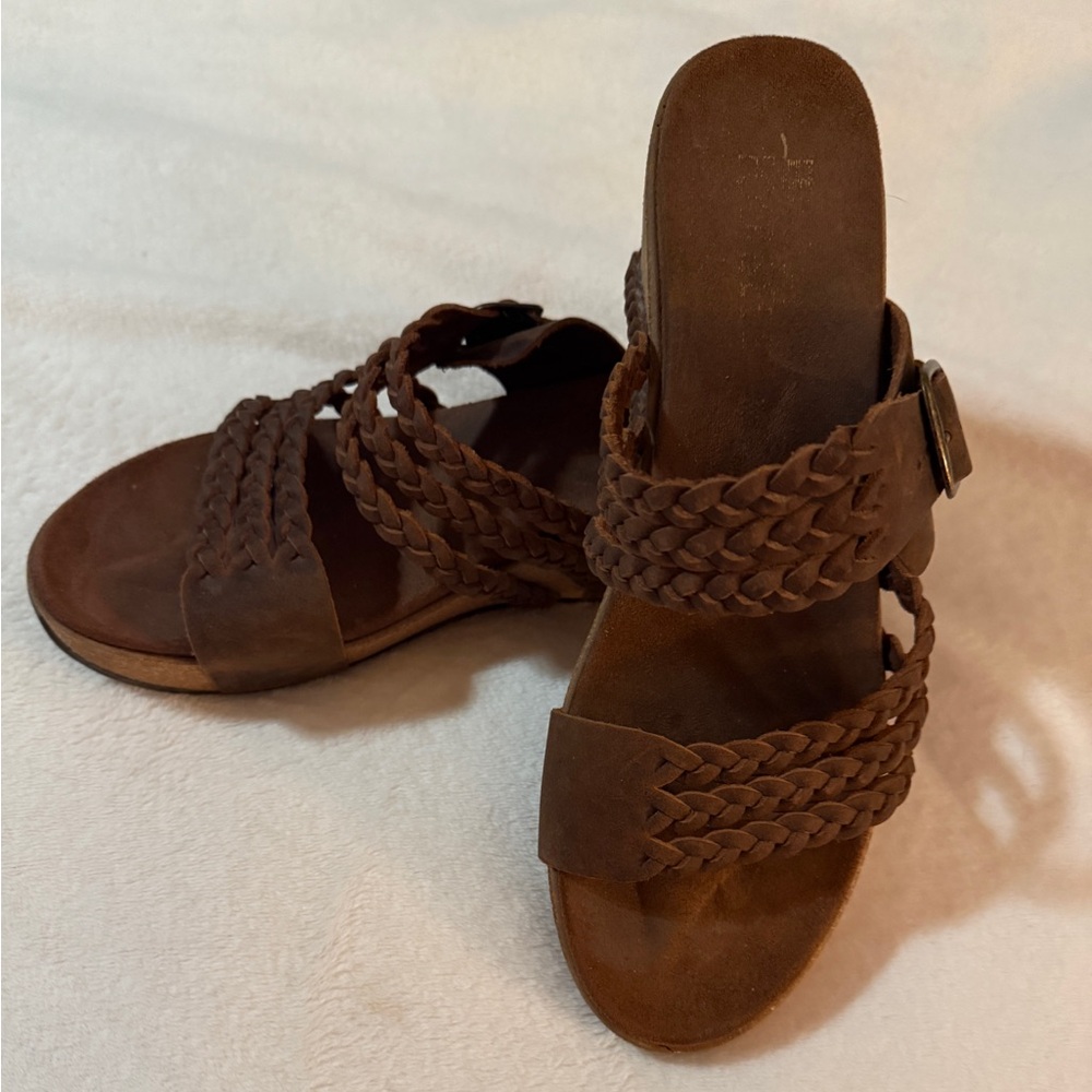 White Mountain Braided Leather Sandals- 8.5